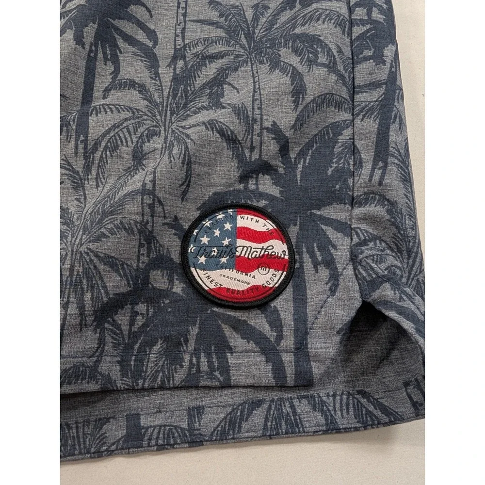 Travis Mathew Board Shorts Mens 38 Blue Tropical Floral Swim Trunks Surf